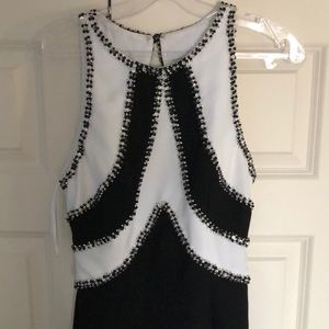 Long black and white prom dress